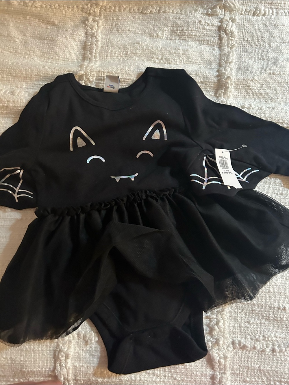 Old Navy Black Infant Bat Cat Tutu Costume Bodysuit - 12-18 month